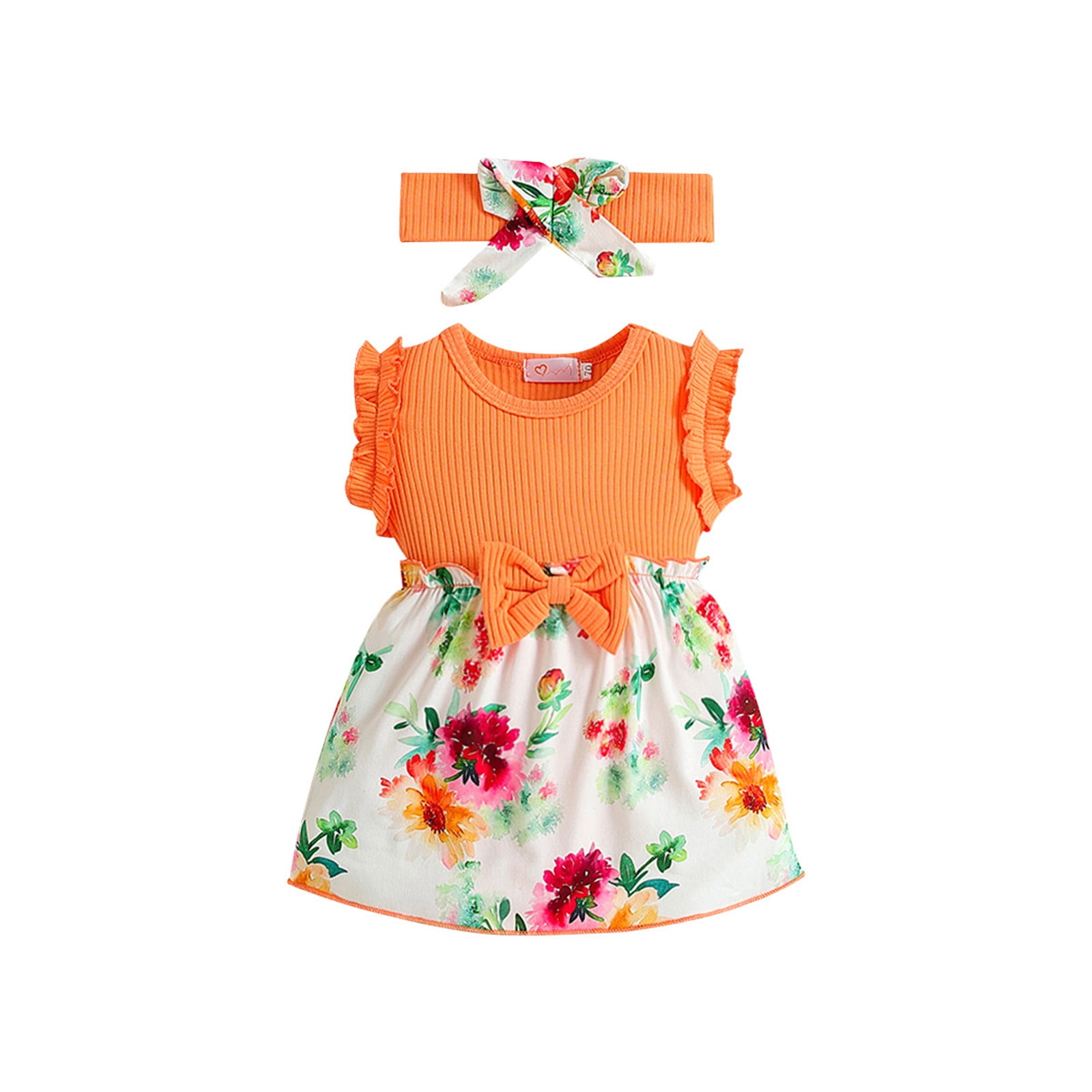 New Arrival Baby Girl Dress In Glasses Design Orange Color main image 0