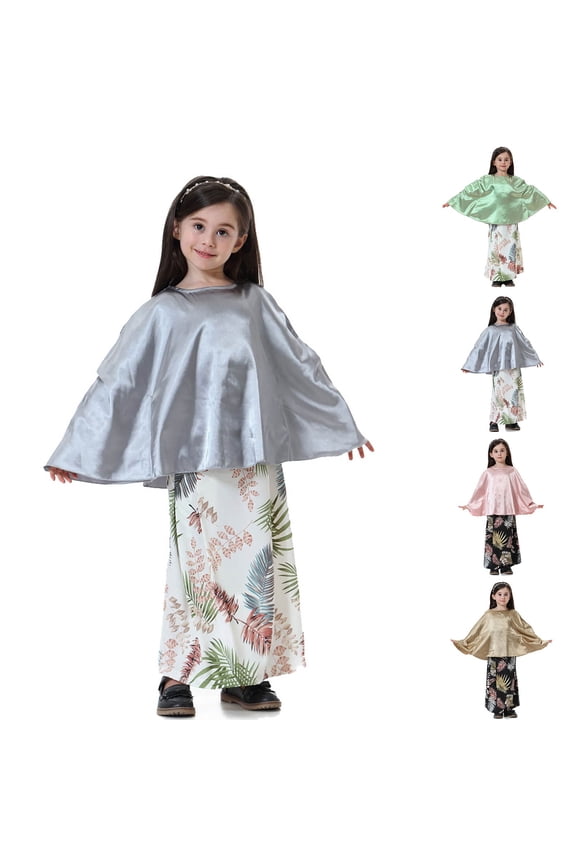Baby Girl Outfits Southeast Asian Leaf Print Batwing Top and Dress Set Casual Girls' Clothing Sets Green 4-5T