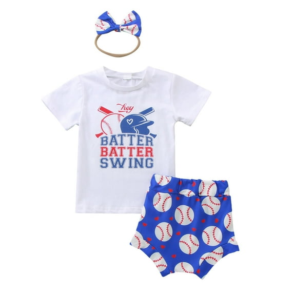 Baby Girl Outfits Summer Casual Fashion Romper Tops Shorts Headband Set Baby Girl Clothes White 6 Months-12 Months