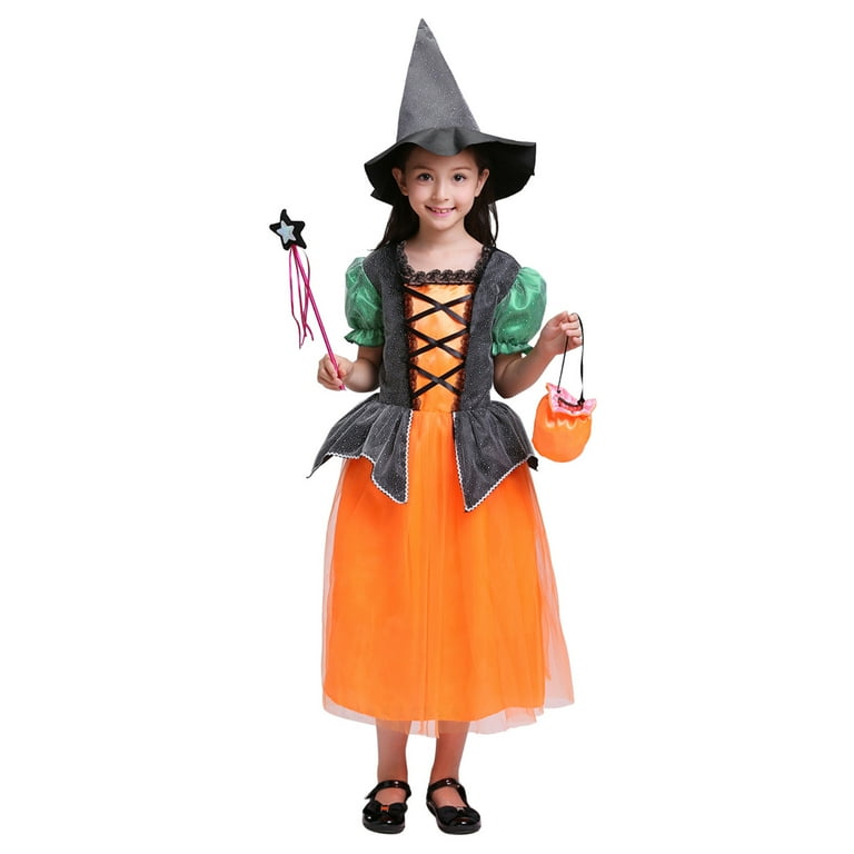 Baby Girl Outfits Toddler Baby Girls Party Dress Hat Stick Bag Outfits Pumpkin All Saints Day Color Orange Size 6 7 Years Walmart