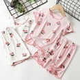 thumbnail image 1 of Baby Girl Outfits Toddler Strawberry Print Short Sleeve Top and Shorts Ice Silk Home Wear Set Girl Clothes Pink 18-24 Months, 1 of 4