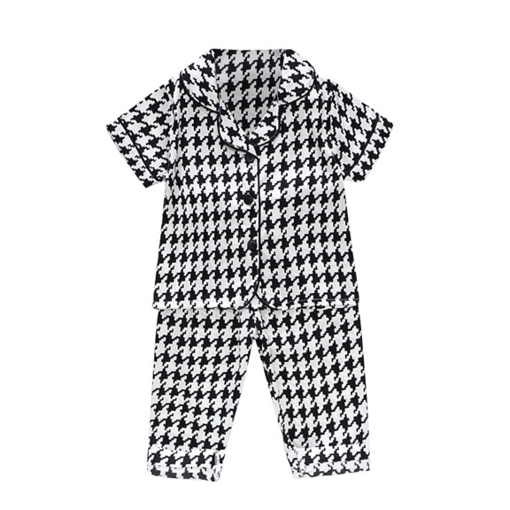 Baby Girl Outfits Winter Short Sleeve Cartoon Prints Sleepwear Tops Pants Set Boys Pajamas Blue M