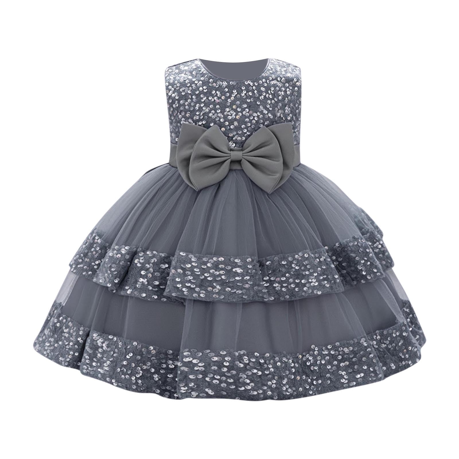 Baby Girl Pageant Dress Sleeveless Sequins Princess Dress Toddler Flower Wedding Birthday Party Gown Dresses 6 Months-3 Years