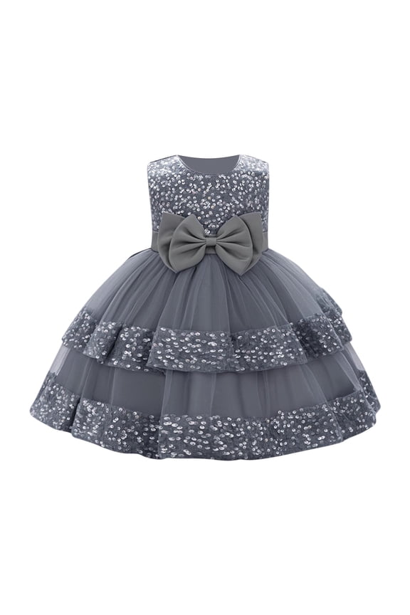Baby Girl Pageant Dress Sleeveless Sequins Princess Dress Toddler Flower Wedding Birthday Party Gown Dresses 6 Months-3 Years