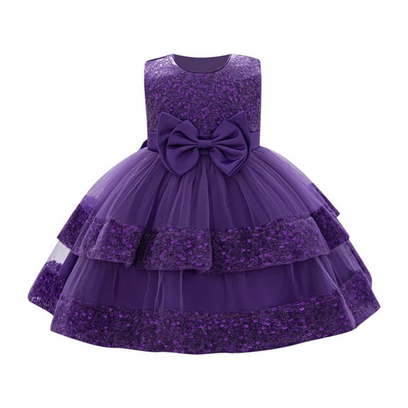 Baby Girl Pageant Dress Sleeveless Sequins Princess Dress Toddler Flower Wedding Birthday Party Gown Dresses 6 Months-3 Years