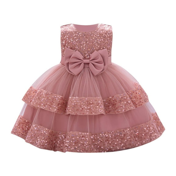 Baby Girl Pageant Dress Sleeveless Sequins Princess Dress Toddler Flower Wedding Birthday Party Gown Dresses 6 Months-3 Years