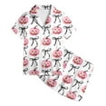 thumbnail image 1 of Baby Girl Pajamas Halloween Classic Satin Pajama Set with Pumpkin Bow Print Kids Baby Girls Short Sleeve Top with Shorts Causal Loungwear Toddler Pajamas White 2 Years-3 Years, 1 of 3