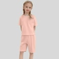 thumbnail image 1 of Baby Boy Pajamas Set Short Sleeve Crewneck Pullover Top and Shorts Set Summer Kid Sleepwear Baby Cute Pajamas for Girls 9-12 Months, 1 of 8