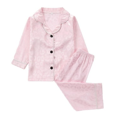 Baby Girl Pajamas Set Long-Sleeve Leopard Printed Casual Suit Trendy Comfortable Baby Sleepwear for Girls,Pink,1-2 Years