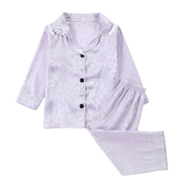 Baby Girl Pajamas Set Long-Sleeve Leopard Printed Casual Suit Trendy Comfortable Baby Sleepwear for Girls,Purple,2-3 Years