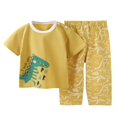 thumbnail image 1 of Baby Girl Pajamas Toddler Baby Boys Girls Summer Cartoon Dinosaur Rabbit Printed Short Sleeved Tops and Shorts 2Pc Pajamas Set Boy Pajamas Yellow 5 Years-6 Years, 1 of 3
