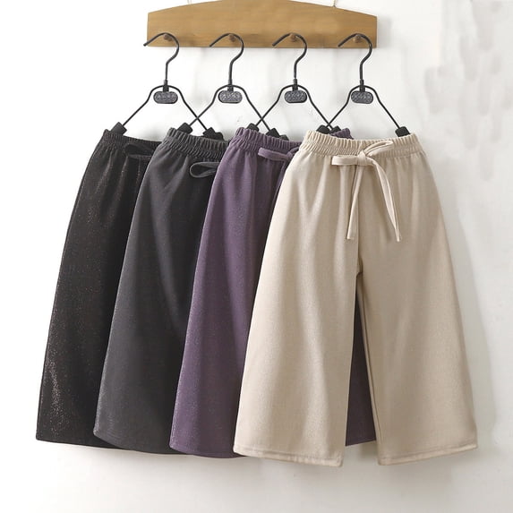 Baby Girl Pants Girls Casual Elastic Waist Wide Straight Leg Pants Everyday Spring Beige 3-4 Years