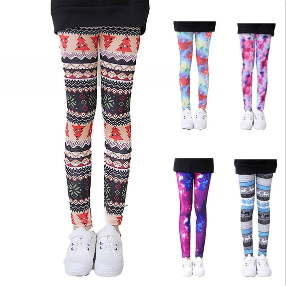 Baby Girl Pants Girls Spring Thin Printed Stretch Leggings Milk Silk Feel B 10-11 Years