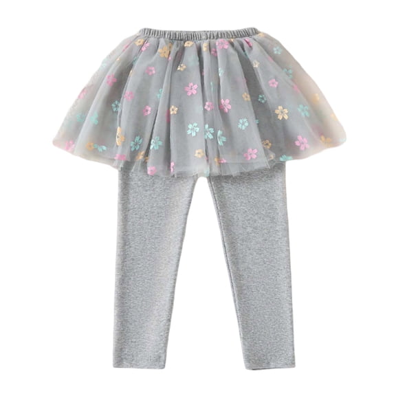 Baby Girl Pants Toddler Baby Girls Skirted Leggings Kids Spring Summer Flowers Prints Casual Trousers Toddler Pants Grey 18 Months-24 Months