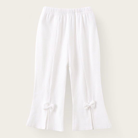 Baby Girl Pants Toddler Leggings 3 Pack Flare Baby Pants Bell Bottoms for Girls,Toddler Girls Ribbed Knit Bottom Pants With Bow Detail Stretchy Soft Casual Trousers For Ages 1 To 8 Years