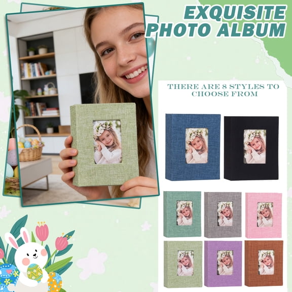 Cloth-Covered 4R 6-Inch Photo Album, Holds 100 Pages for 4x6 Inch Prints, Vintage Style Memory Book for Photos and Captions