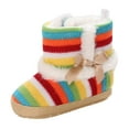 thumbnail image 1 of Baby Girl Plush Winter Snow Bowknot Boots Anti-Slip Sole Prewalker Toddler Boots, 1 of 5