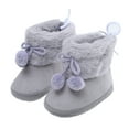 thumbnail image 1 of Baby Girl Pom-Poms Fleece Snow Boots Winter Warm Soft Sole Crib Shoes Booties for Newborn Infant Toddler, 1 of 3