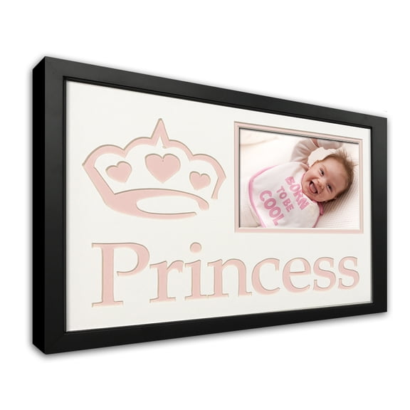 Baby Girl Princess Photo Frame with Double Pink and White Photo Mat