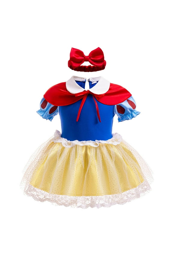 Baby Girl Princess Romper Costume Female Belle Aurora Outfit with Headband, Toddler Size for 3-18 Month