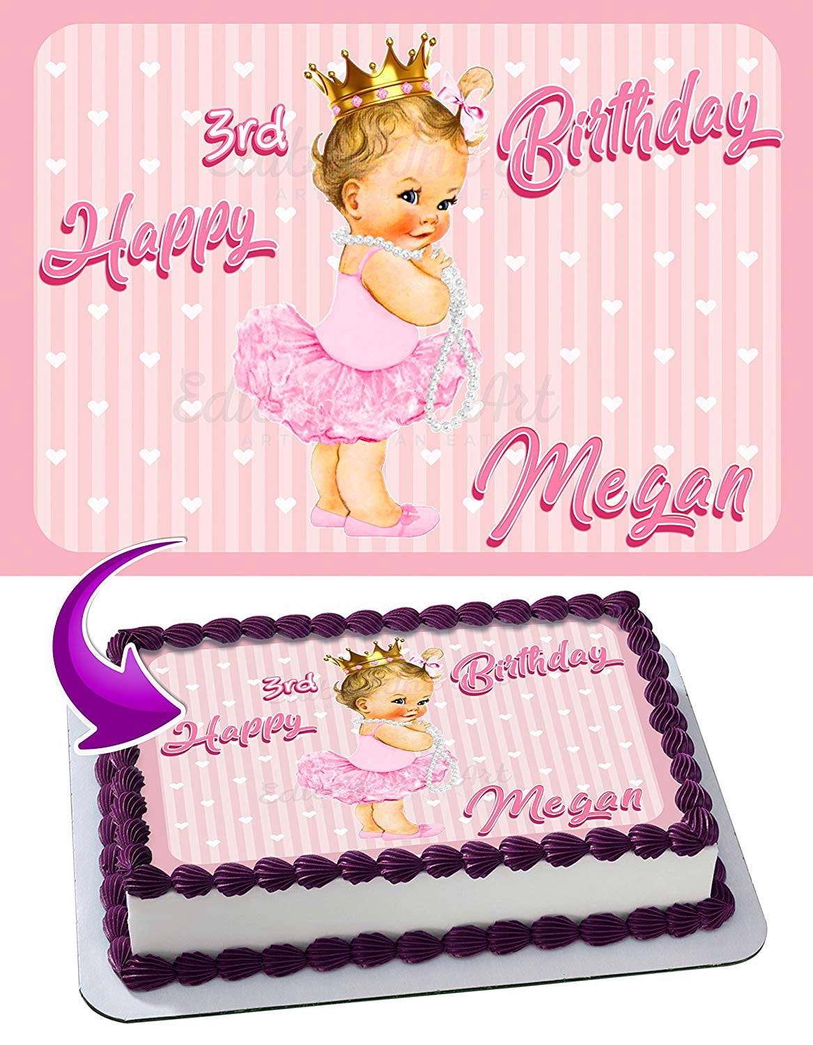 Baby Girl Princess Ruffle Pants Edible Cake Image Topper Personalized ...