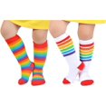 thumbnail image 1 of Baby Girl Rainbow Striped Knee High Socks Non-Slip Uniform Tube Stockings Soccer Socks for Toddler and Child, 1 of 1