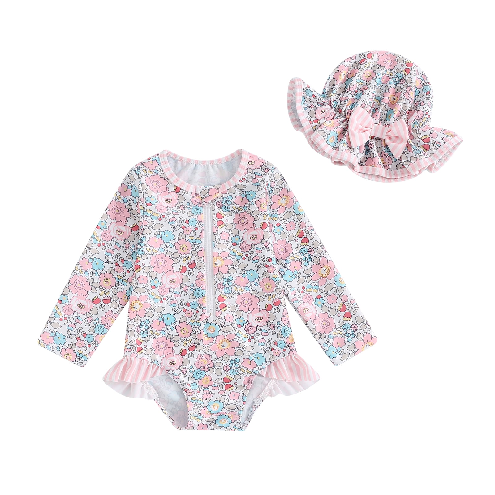 Fanvereka Girl Rash Guard Swimsuit, Print Long Sleeve Bathing Suit