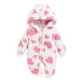 thumbnail image 1 of Baby Girl Romper 2024 Winter Warm Kids Cute Baby Long Sleeved Cute Hooded Jumpsuit Winter Clothes Pink 0 Months-3 Months, 1 of 5