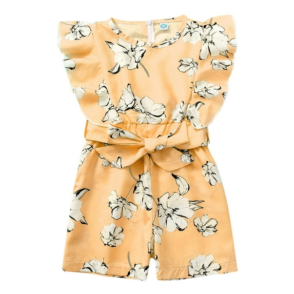 Baby Girl Romper Baby Girl Shorts Sleeve Floral Romper Jumpsuit Cute Clothes Onesies Girl Orange 9 Months-12 Months
