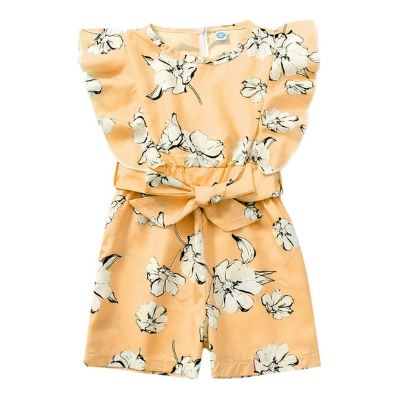 Baby Girl Romper Baby Girl Shorts Sleeve Floral Romper Jumpsuit Cute Clothes Onesies Girl Orange 9 Months-12 Months