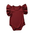 thumbnail image 1 of Baby Girl Romper Baby Solid Ruffle Bodysuit Clothes Outfits Rompers 12 Months-18 Months, 1 of 5