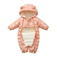 thumbnail image 1 of Baby Girl Romper Baby Warm Hooded Snowsuit Jumpsuit Down Coat Romper Padded Outwear Jacket Snow Wear Ovralls 3 Months-6 Months, 1 of 8