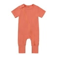 thumbnail image 1 of Baby Girl Romper Cotton Footless Pajamas Zipper Short Sleeve Sleeper Jumpsuit Girls' Jumpsuits Orange 0 Months-3 Months, 1 of 4