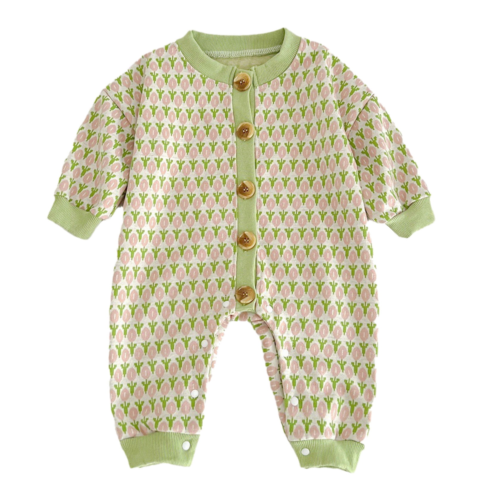 Summer Arrival Baby Unisex Teddy Bear Pattern Short Sleeves Single Breasted Rompers