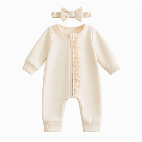 Baby Girl Romper Fall Winter Clothes Long Sleeve Jumpsuit with Hat Infant Newborn Girl Outfit,AllSeason