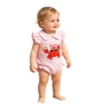 thumbnail image 1 of Baby Girl Romper Featherlight Collared Short Sleeve Ruffled Graphic Print Bodysuit Outdoor Wear Girls Jumpsuit 6 Months-12 Months, 1 of 9