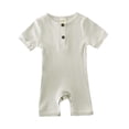 thumbnail image 1 of Baby Girl Romper Girls Boys Summer Casual Solid Color Knitted Ribbed Jumpsuit Boys' Jumpsuits Dark Gray 60, 1 of 6