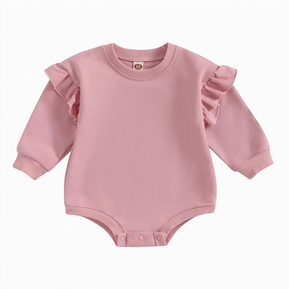 Baby Girl Romper Infant Toddler Long Sleeve Bodysuit Fall Winter Clothes for Casual 6-12 Months 12-24 Months Baby Pink,3-6 Months