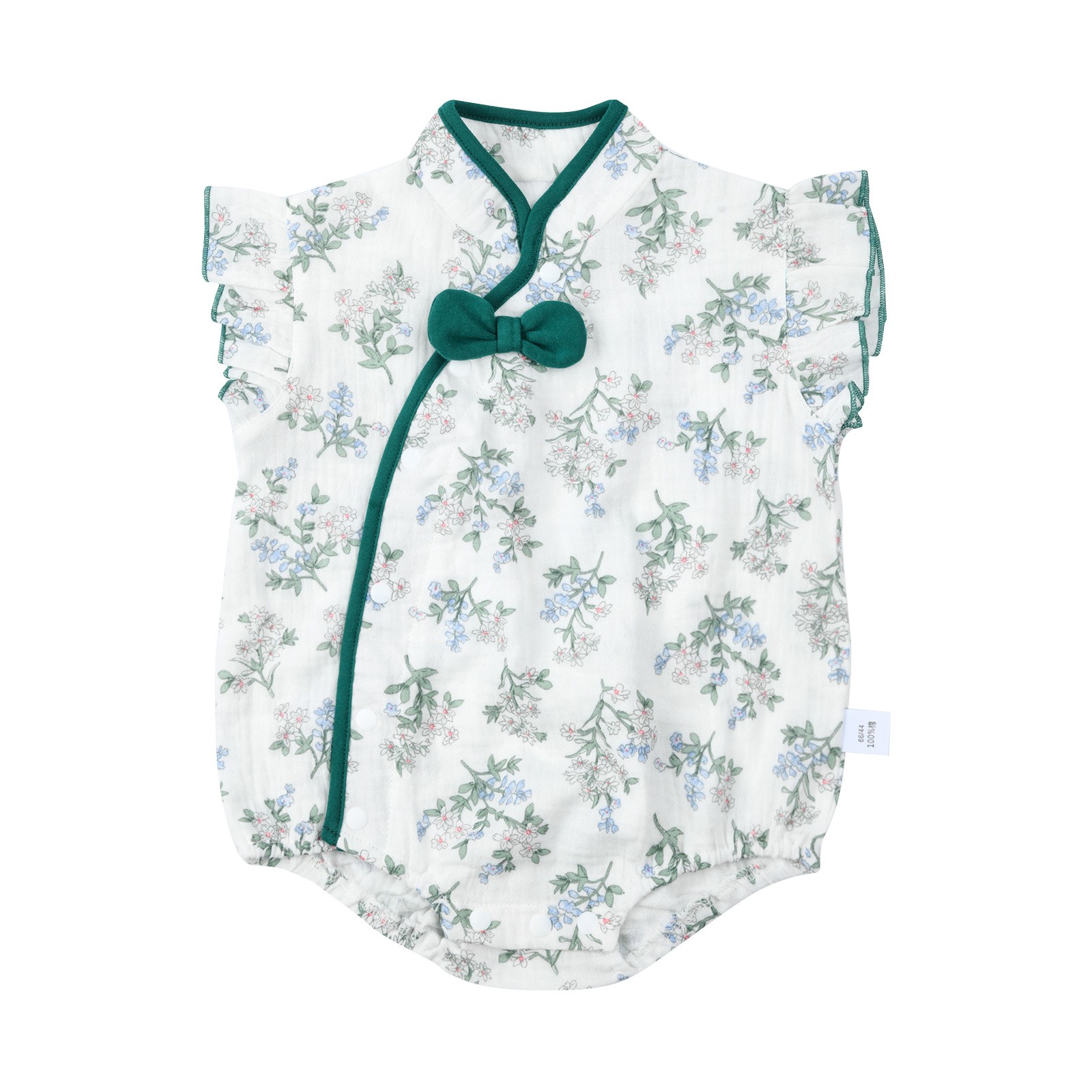 Baby Girl Romper Jumpsuit Fly Sleeveless Floral Print Romper Crawling