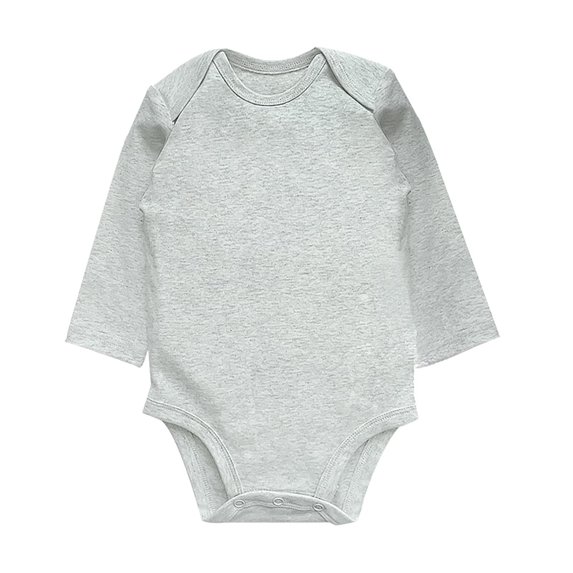 Baby Girl Romper Long Sleeve Baby An Article Of Piece Clothes Bodysuit Clothes Light Gray 3 Months-6 Months