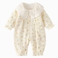 thumbnail image 1 of Baby Girl Romper Long Sleeve Button One Piece Jumpsuit Outfit with Floral Print Newborn Girl Clothes, 1 of 7