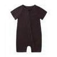 thumbnail image 1 of Baby Girl Romper Summer Casual Zipper Sleeper Short Sleeve Jumpsuit Onesie Outfits Brown Infant Boys Bodysuit 12-24M, 1 of 3