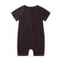 Baby Girl Romper Summer Casual Zipper Sleeper Short Sleeve Jumpsuit Onesie Outfits Brown Infant Boys Bodysuit 12-24M