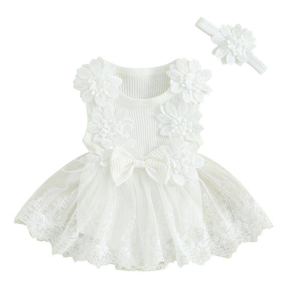Baby Girl Romper Summer Dress Floral Mesh Infant Jumpsuit Tulle Dress