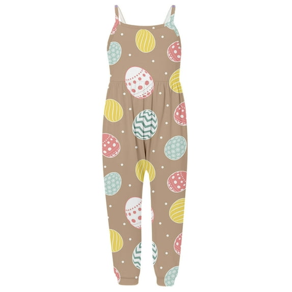Baby Girl Romper Toddler Baby Girl Summer Easter Rabbit Prints Jumpsuit Sleeveless Romper Pants Overall Jumpsuit Khaki 9 Years-10 Years