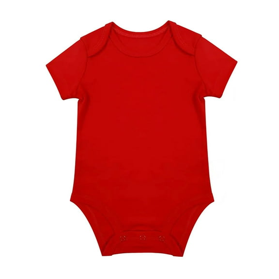 Baby Girl Romper Unisex Baby Solid Baby Bodysuit Blank Short Sleeve Casual Baby Bodysuit Red 6-9 Months