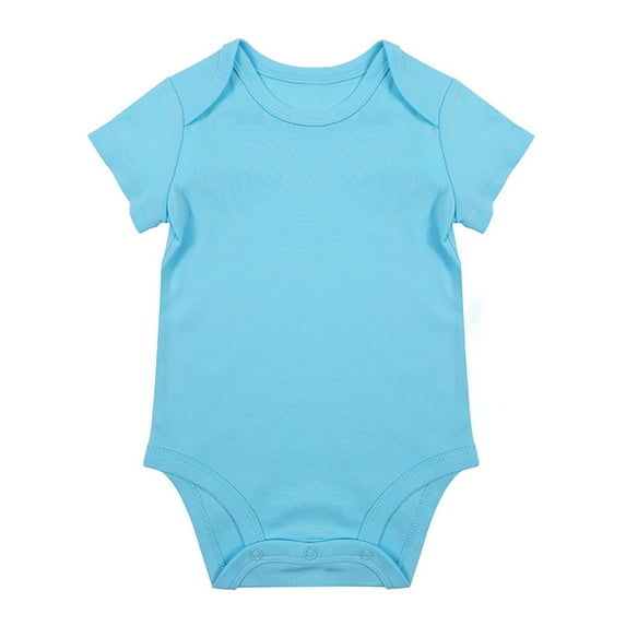 Baby Girl Romper Unisex Baby Solid Baby Bodysuit Blank Short Sleeve Casual Girls Jumpsuit Sky Blue 9-12 Months