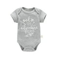 thumbnail image 1 of Baby Girl Rompers 0-3 Months Short Sleeve Letter Graphic Print Bodysuit Soft Comfortable Cotton Summer Romper Clothes Bodysuits Grey 3-6 Months, 1 of 4