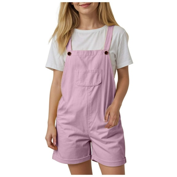 Baby Girl Rompers 12-18 Months Girls Summer Clothes Teens Romper 𝗕𝗶𝗯 Jumpsuits Tie-Up Strap Short/Long Overalls with Pocket One-Piece Outfits Kids