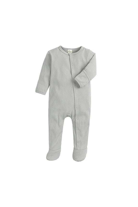 Baby Girl Rompers Baby Newborn Spring Summer Solid Footed Pajamas with Mitten Cuffs Unisex Snap Up Romper Jumpsuit Baby Romper Grey 0 Months-3 Months